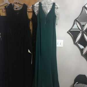 Forest green evening dress